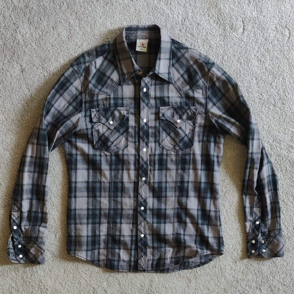True Religion | Gray Plaid Cowboy Shirt